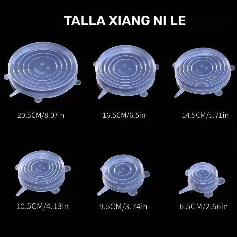 Juego de 6 tapas de silicona transparentes — Multifuncionales