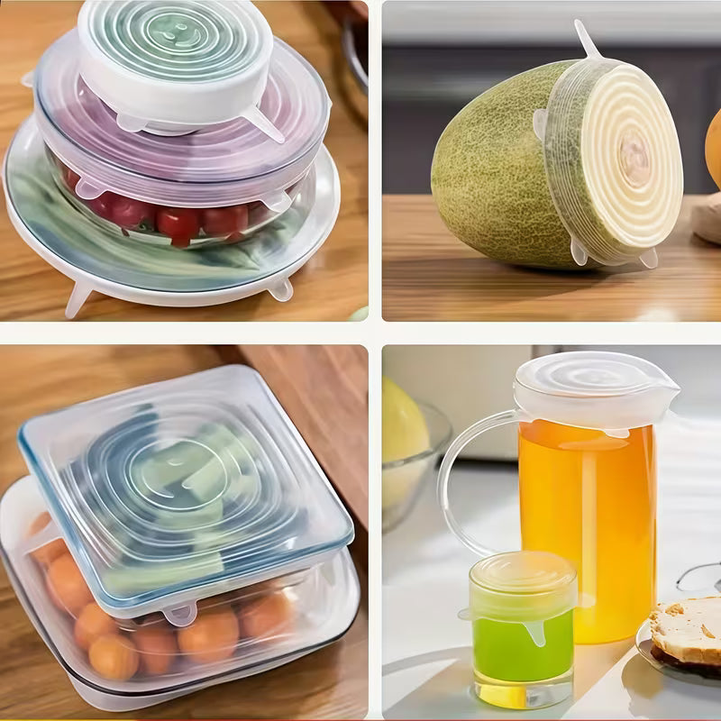 Juego de 6 tapas de silicona transparentes — Multifuncionales