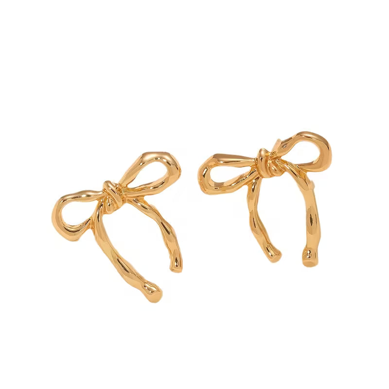 Aretes de Botón con Lazo Elegante