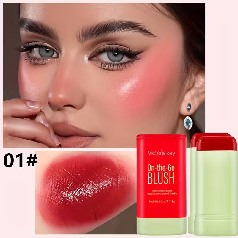 Barra de Rubor Rojo Vivo 2 en 1 — Labios y Mejillas Naturales