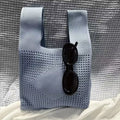Bolso Tote Azul Vintage — Patrón de Cuadros Grandes en Poliéster