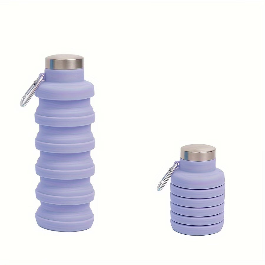 Botella de agua plegable púrpura 500 ml — Portátil y flexible