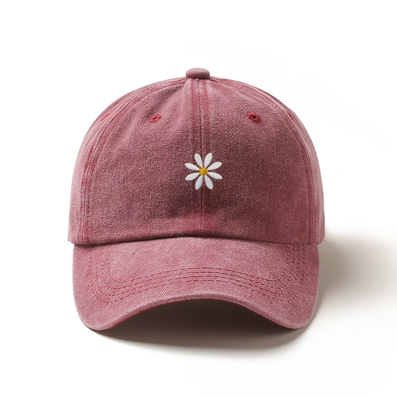 Gorra Rosa Bordada con Margarita