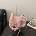 Bolsa de Almacenamiento Rosa de Pana — Cordón y Correa Plisada