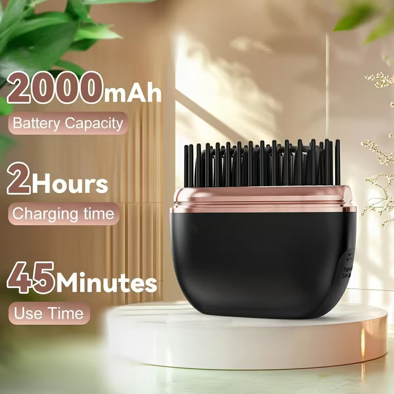Peine alisador mini inalámbrico negro — Portátil y recargable