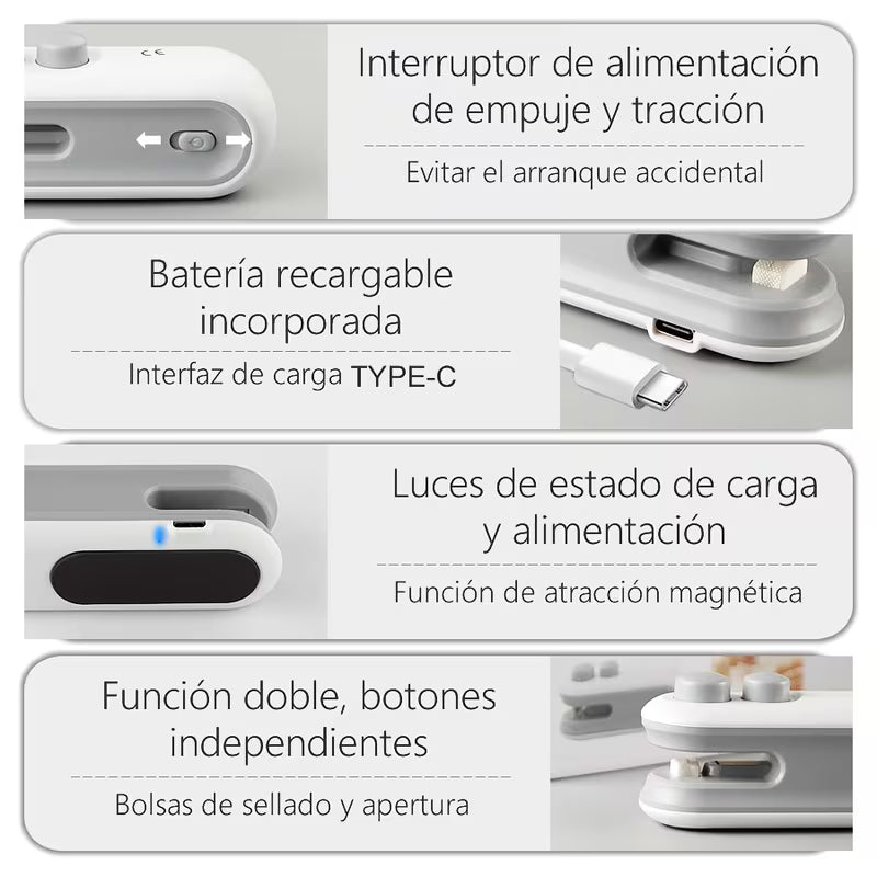 Sellador de Bolsas Mini Blanco Mate 2 en 1